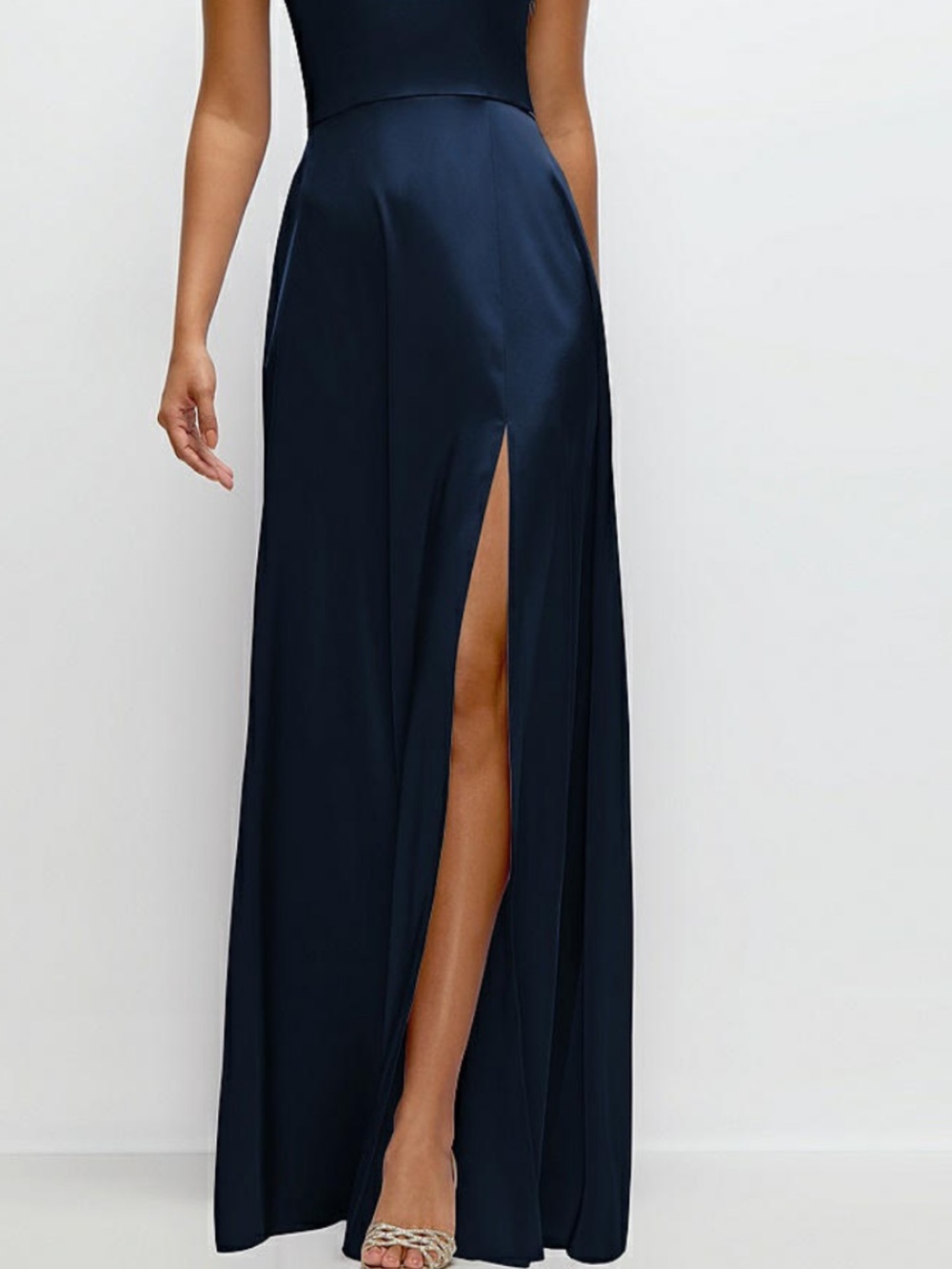 High-Neck Navy Maxi Dress - Sleek Sleeveless Design - Picture 11 of 11